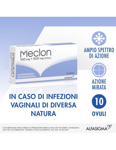 Meclon Ovuli Candida 100 mg + 500 mg 10 Ovuli