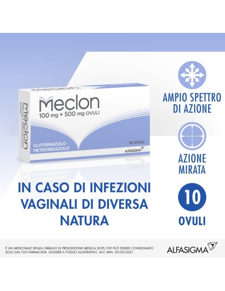 Meclon Ovuli Candida 100 mg + 500 mg 10 Ovuli