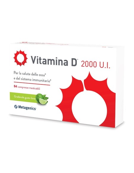 Vitamina D 2000 U.I. Integratore Sistema Immunitario E Ossa 84 Compresse Masticabili