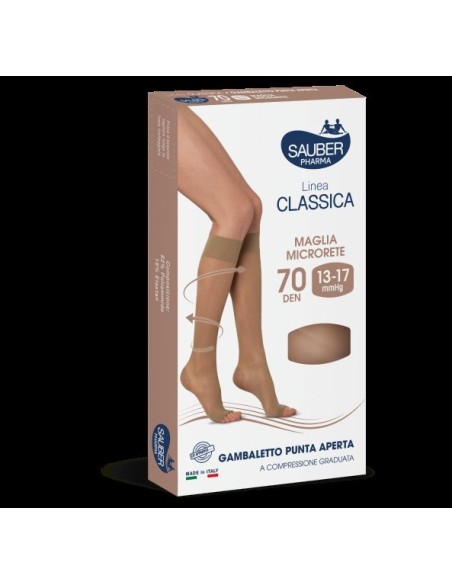 Gambaletto Open Toe Microrete 70 Den Neutro Beige