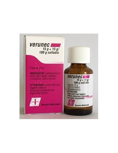 Verunec Flacone 15 gr + 15 gr/100g Collodio Verruche 10g