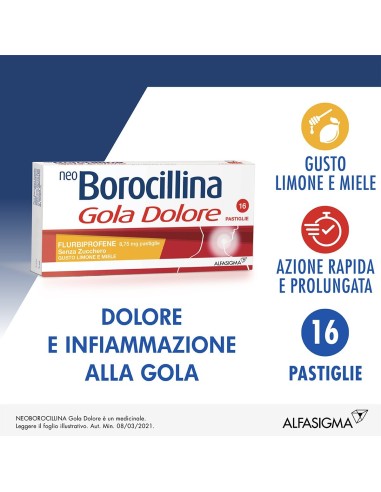 Gola Dolore Soluzione Limone Miele 16 Pastiglie