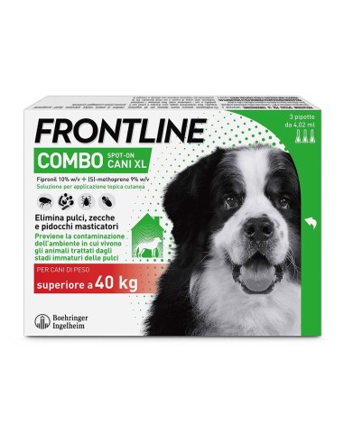 Frontline Combo Cani Antiparassitario per Cani +40Kg Contro Pulci Zecche E Pidocchi 3 Pipette
