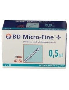 Siringa insulina 0,5 ml 29G 12,7 mm - 30 pezzi